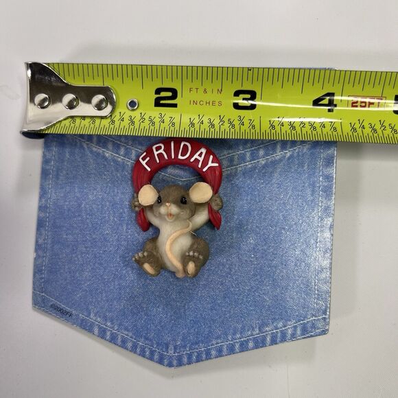 Charming Tails Vintage Y2K Pin Mackenzie Mouse TGIF Friday 2002 Denim Card - Picture 9 of 9